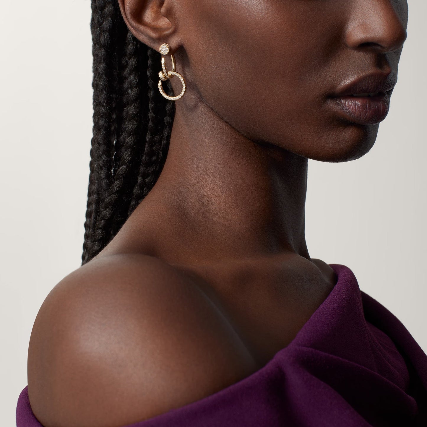 [Triumph Jewelry]JUSTE FULL DIAMOND DOUBLE EARRINGS