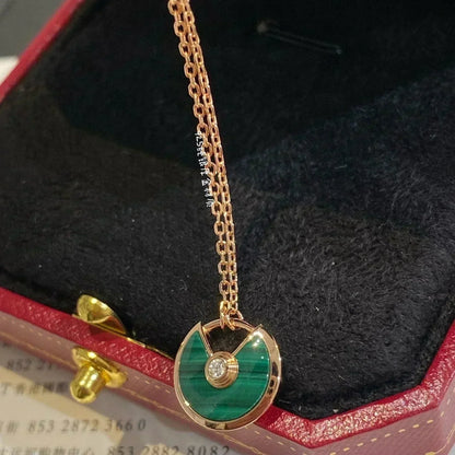 [Triumph Jewelry]AMULETTE ROSE GOLD MALACHITE NECKLACE