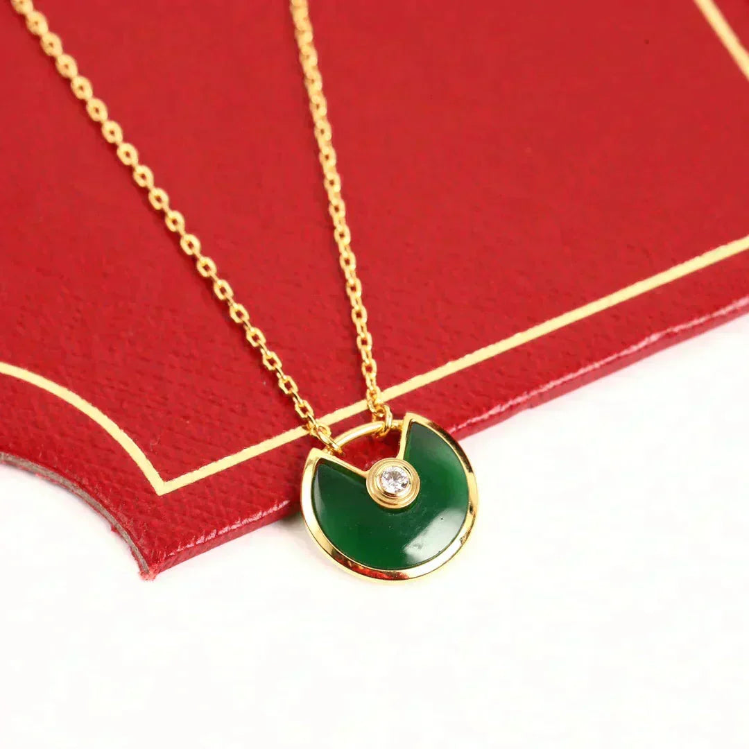 [Triumph Jewelry]AMULETTE GOLD MALACHITE NECKLACE