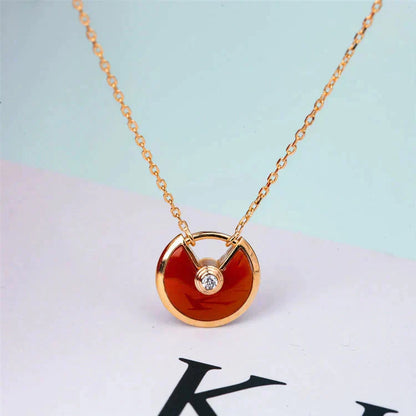 [Triumph Jewelry]AMULETTE GOLD CARNELIAN ONYX NECKLACE