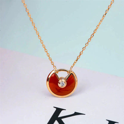 [Triumph Jewelry]AMULETTE GOLD CARNELIAN ONYX NECKLACE