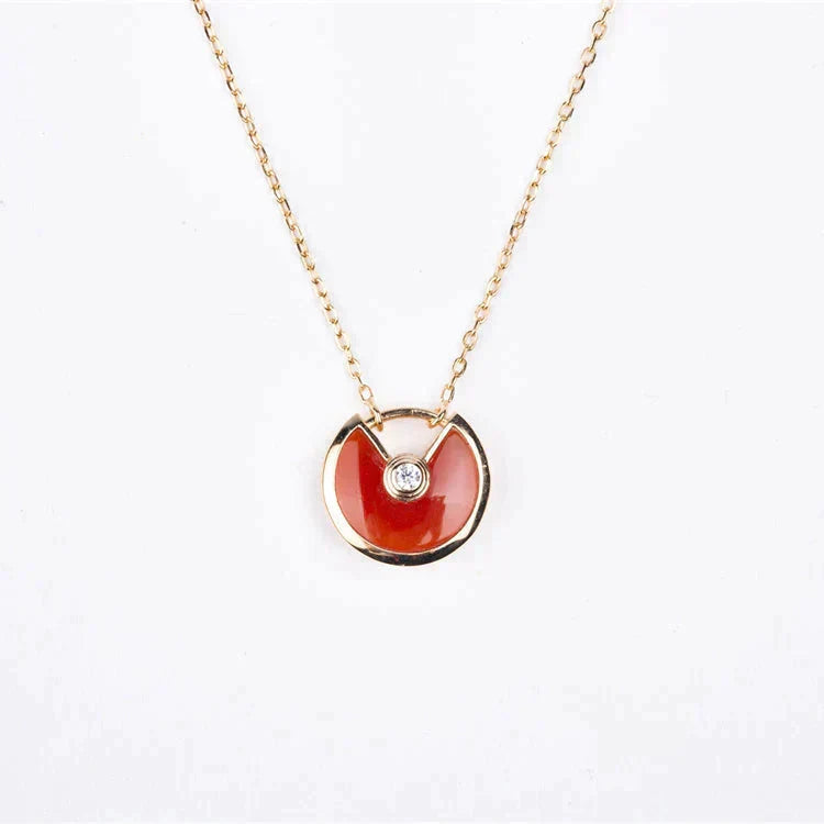 [Triumph Jewelry]AMULETTE GOLD CARNELIAN ONYX NECKLACE