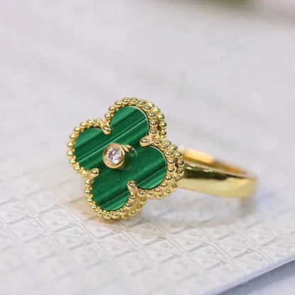 [Triumph Jewelry]CLOVER MALACHITE RING GOLD DIAMOND