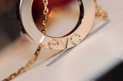 [Triumph Jewelry]LOVE NECKLACE 16MM 6 DIAMONDS PINK GOLD