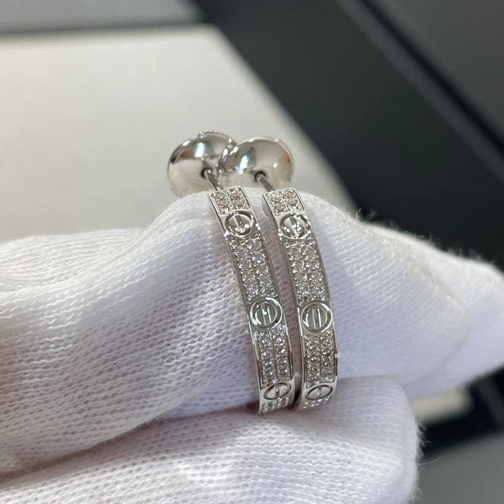 [Triumph Jewelry]LOVE EARRINGS 3.6MM DIAMOND PAVED
