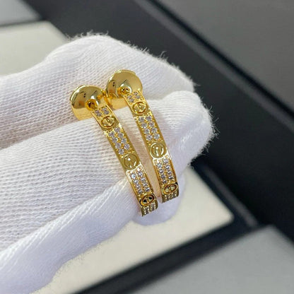 [Triumph Jewelry]LOVE EARRINGS 3.6MM DIAMOND PAVED