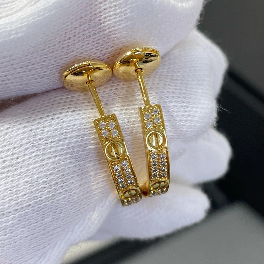 [Triumph Jewelry]LOVE EARRINGS 3.6MM DIAMOND PAVED