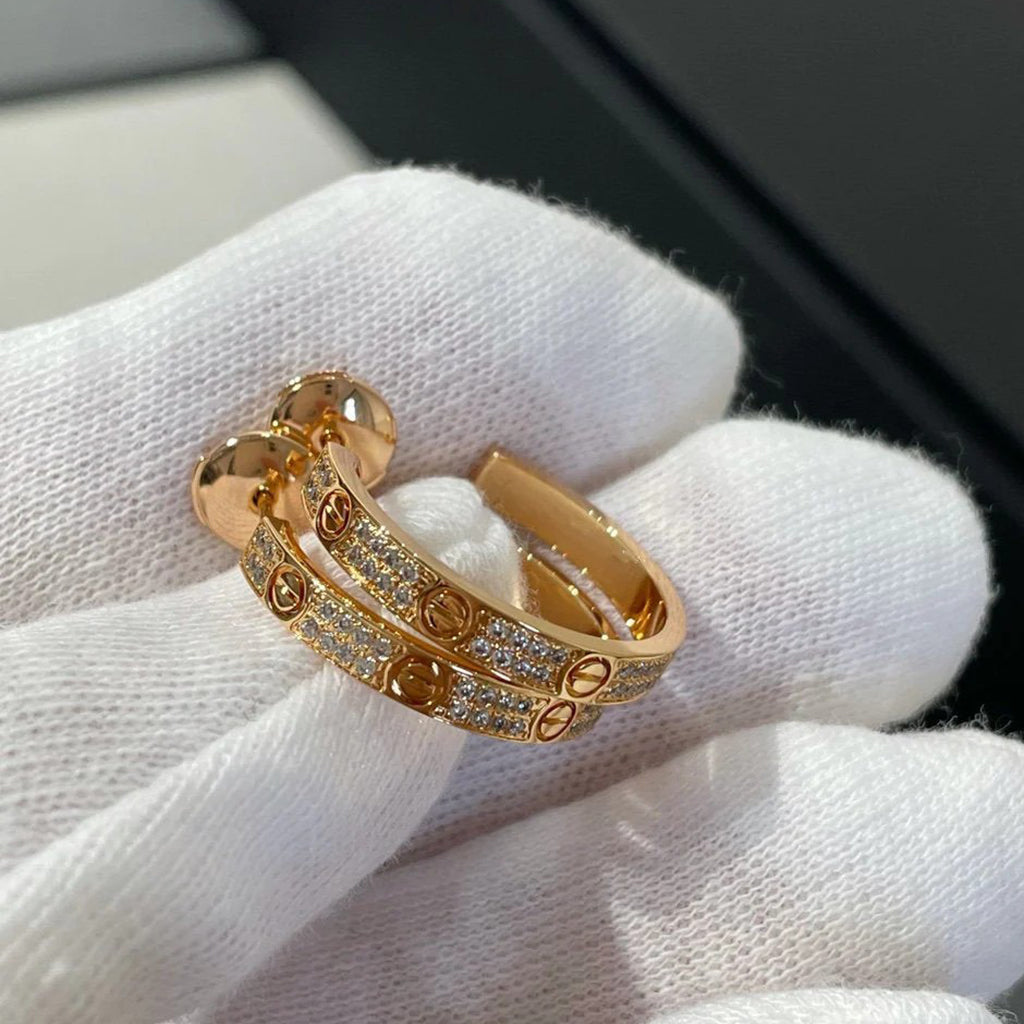 [Triumph Jewelry]LOVE EARRINGS 3.6MM DIAMOND PAVED