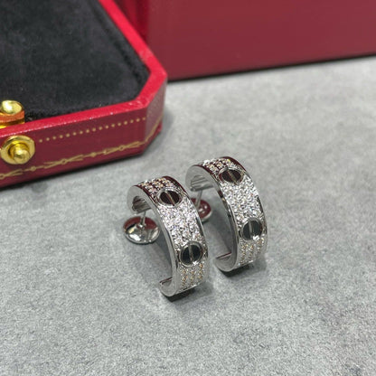 [Triumph Jewelry]LOVE CERAMIC DIAMOND PAVED SILVER EARRINGS