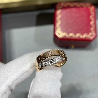 [Triumph Jewelry]LOVE PINK GOLD SILVER DIAMOND DOUBLE RING