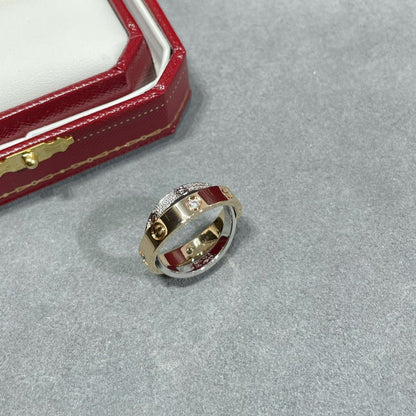 [Triumph Jewelry]LOVE PINK GOLD SILVER DIAMOND DOUBLE RING