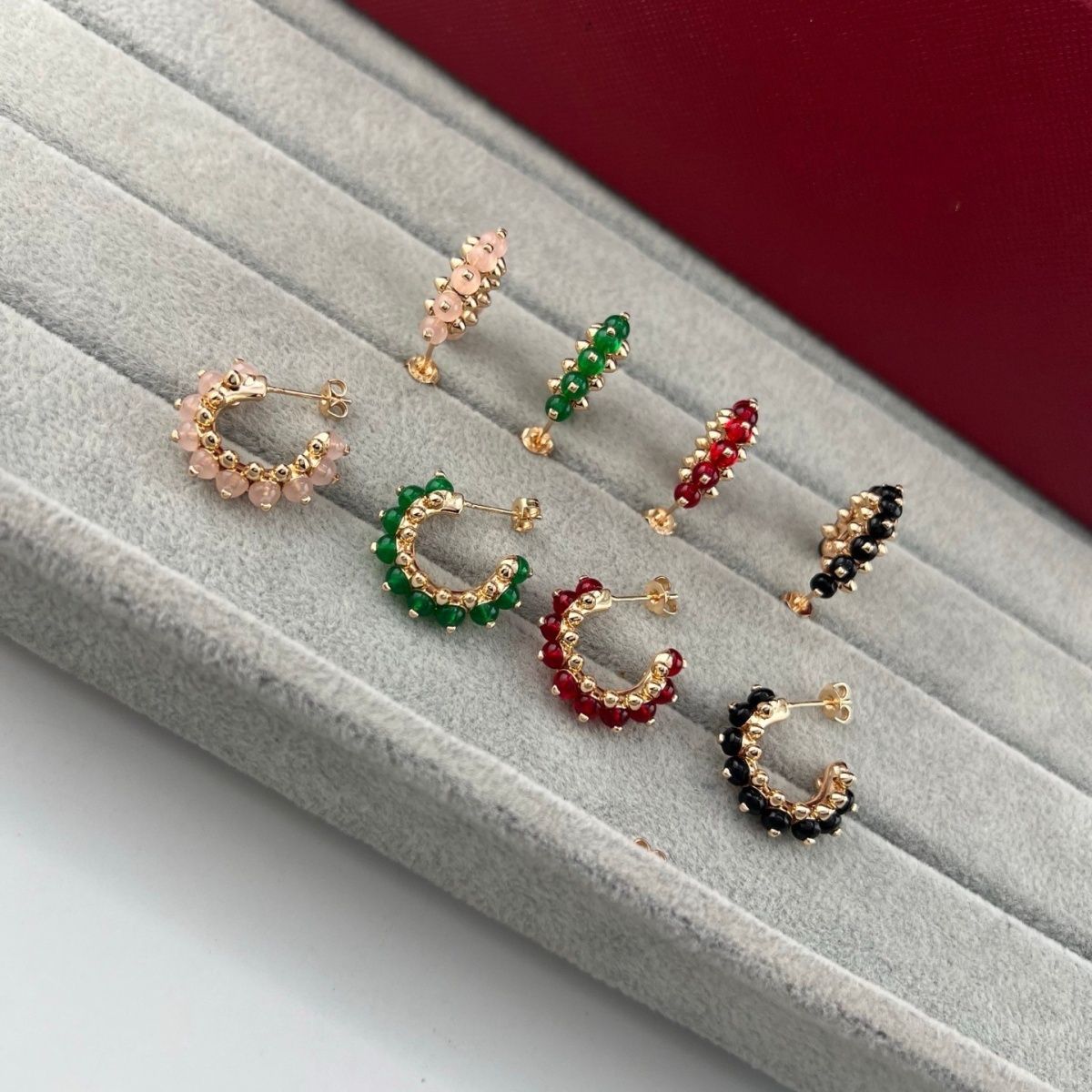 [Triumph Jewelry]NEW COLORED GEMSTONE COLLECTION SMALL HOOP EARRINGS