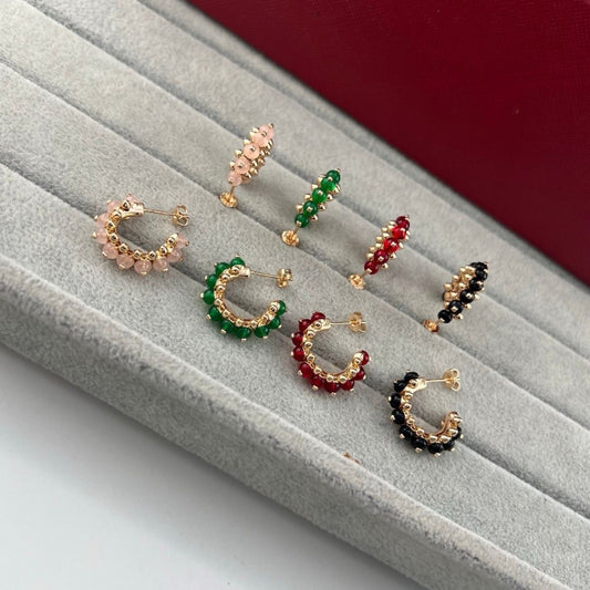 [Triumph Jewelry]NEW COLORED GEMSTONE COLLECTION SMALL HOOP EARRINGS