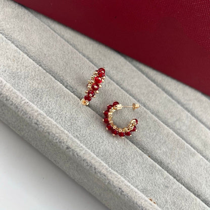 [Triumph Jewelry]NEW COLORED GEMSTONE COLLECTION SMALL HOOP EARRINGS