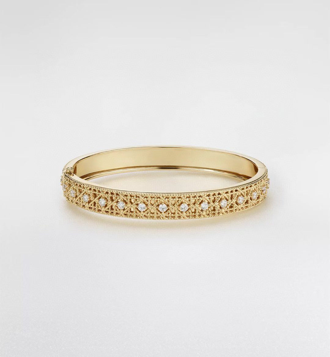 [Triumph Jewelry]2026 WOVEN-PATTERN BRACELET SET WITH FULL DIAMOND INLAY THREE-COLORS