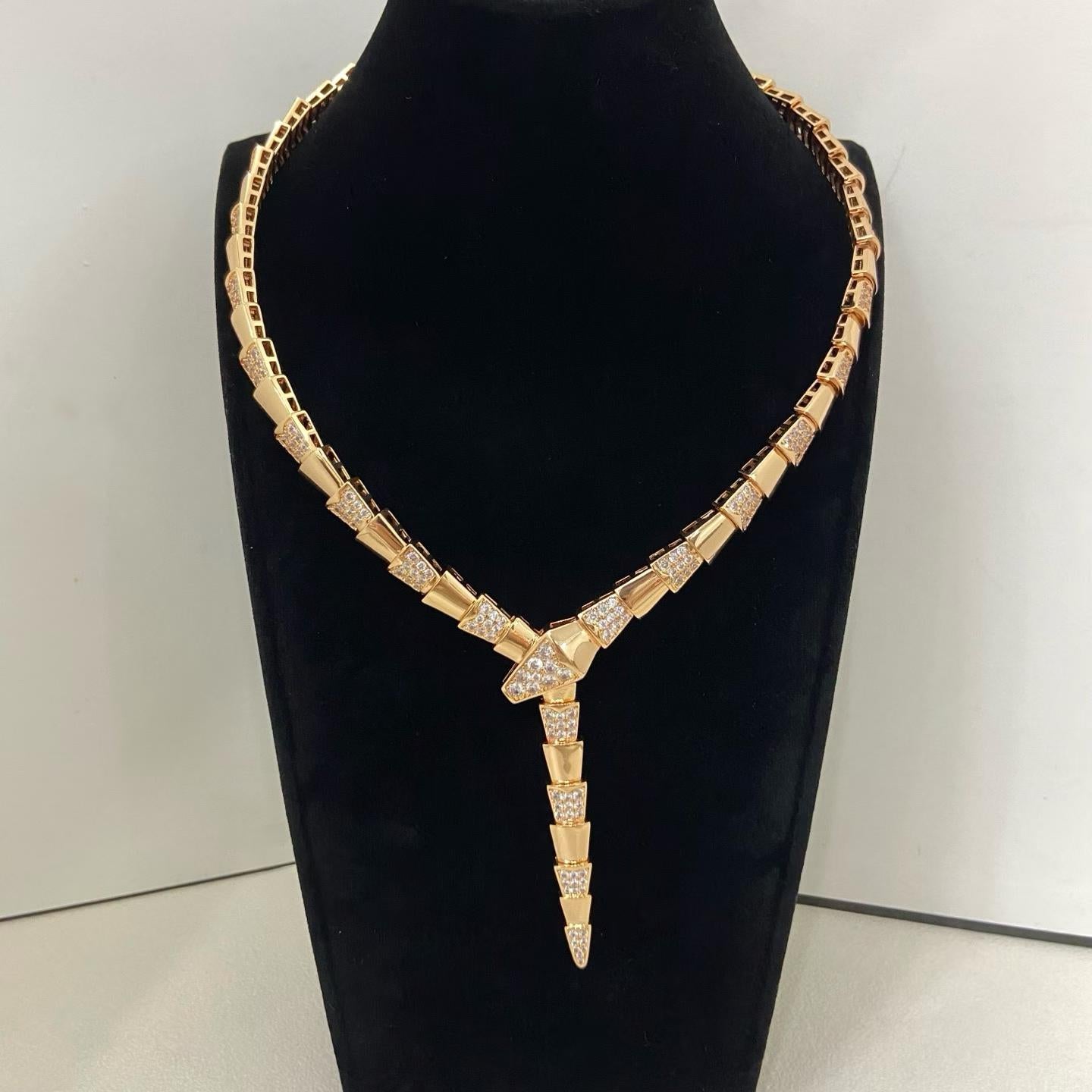 [Triumph Jewelry]NEW WIDE BAND INLAID DIAMOND SNAKE NECKLACE