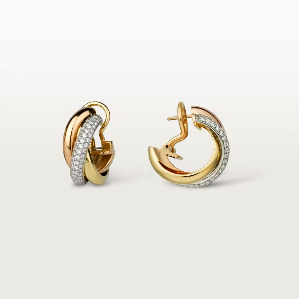 [Triumph Jewelry]TRINITY HALF DIAMOND  CLASSIC EARRINGS