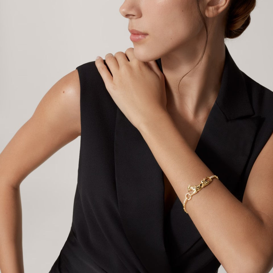[Triumph Jewelry]PANTHERE HALF DIAMOND ON CHAIN BRACELET