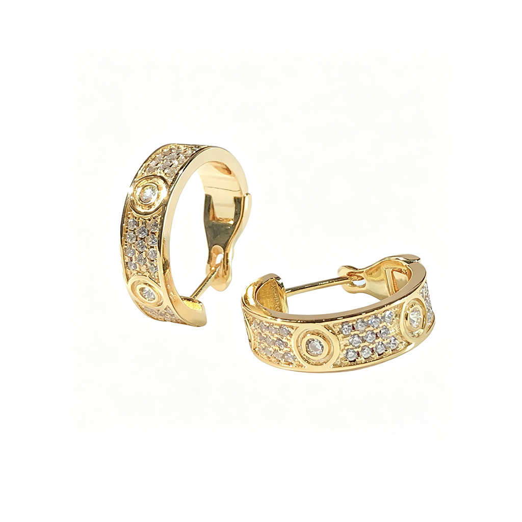 [Triumph Jewelry]LOVE 5.5MM DIAMOND PAVED EARRINGS