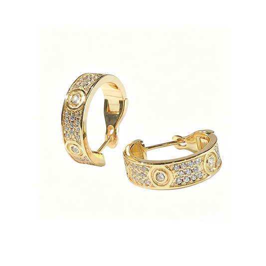 [Triumph Jewelry]LOVE 5.5MM DIAMOND PAVED EARRINGS