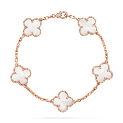 [Triumph Jewelry]CLOVER WHITE PEARL MOP 5 MOTIF BRACELET COLLECTION