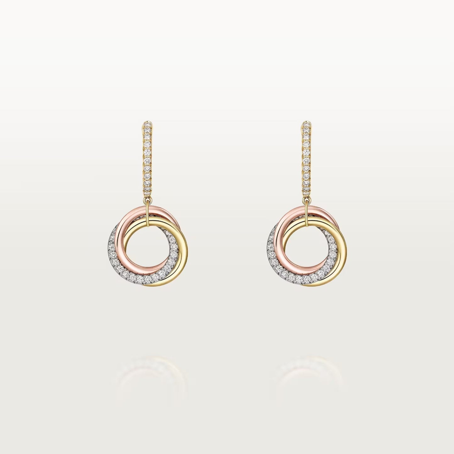[Triumph Jewelry]TRINITY HALF DIAMOND  EARRINGS
