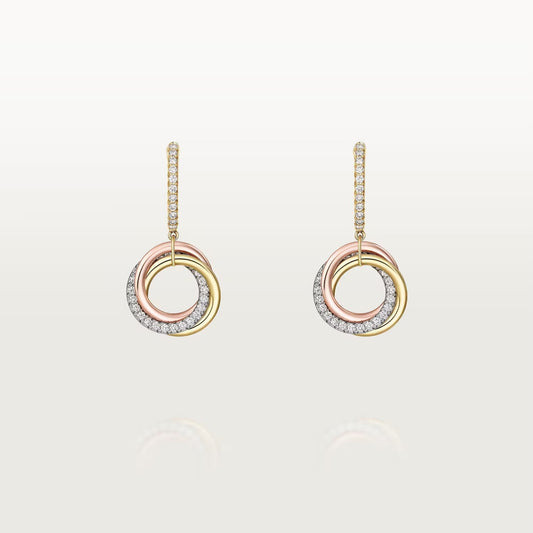 [Triumph Jewelry]TRINITY HALF DIAMOND  EARRINGS
