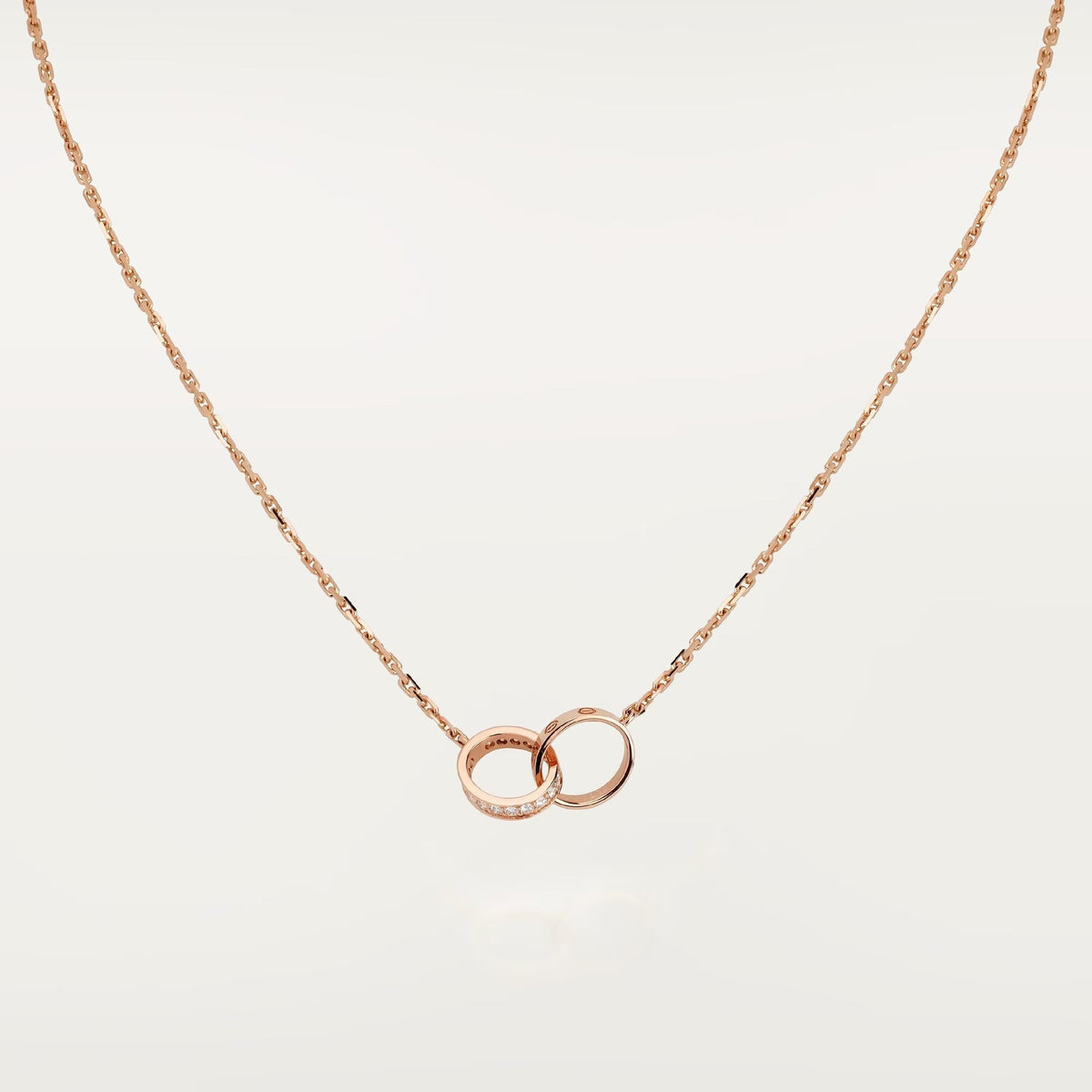 [Triumph Jewelry]LOVE DOUBLE RING HALF DIAMOND NECKLACE