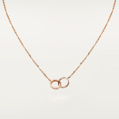 [Triumph Jewelry]LOVE DOUBLE RING HALF DIAMOND NECKLACE