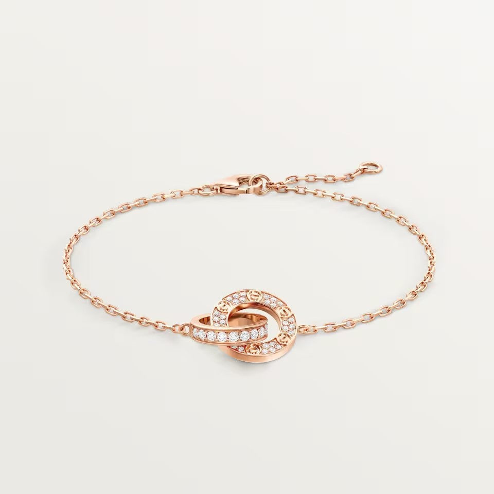 [Triumph Jewelry]LOVE DOUBLE RING FULL DIAMOND BRACELET