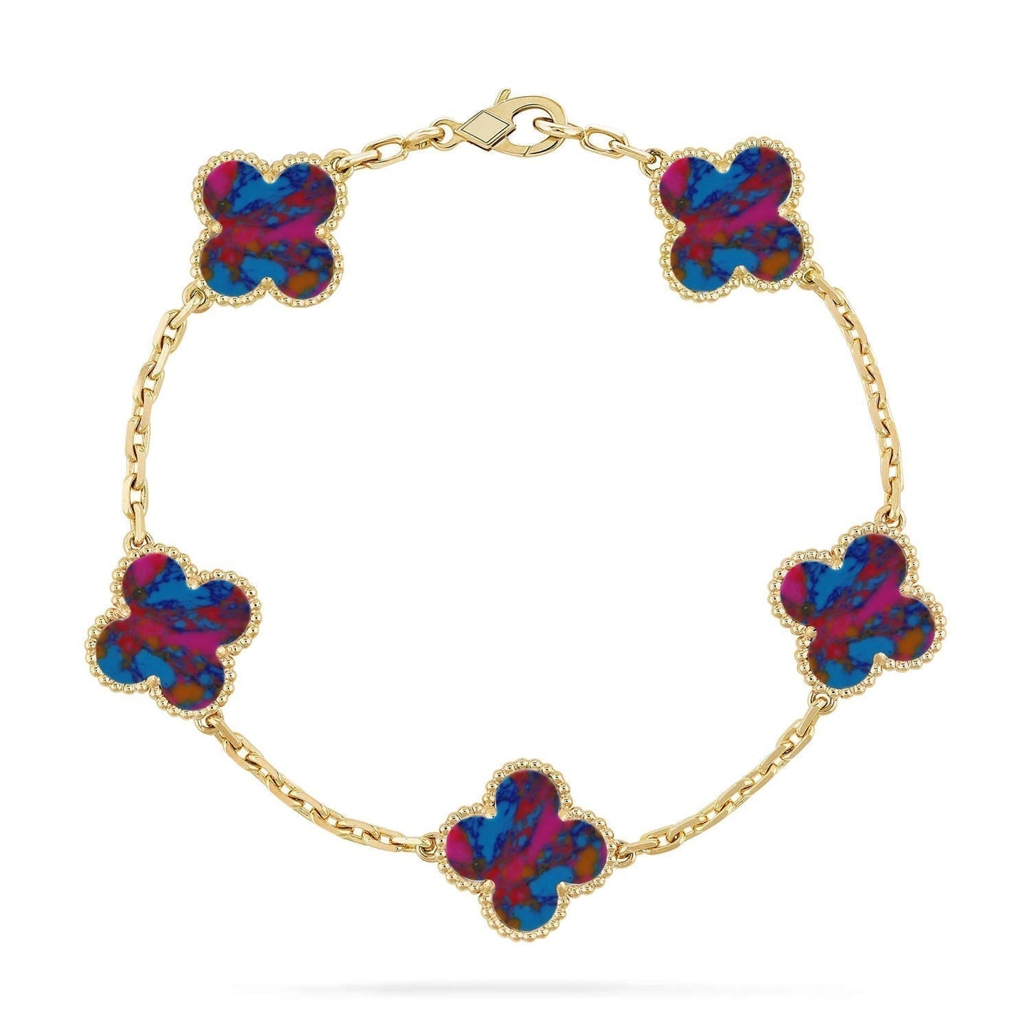 [Triumph Jewelry]CLOVER 5 MOTIF COLOR GEMSTONES BRACELET COLLECTION