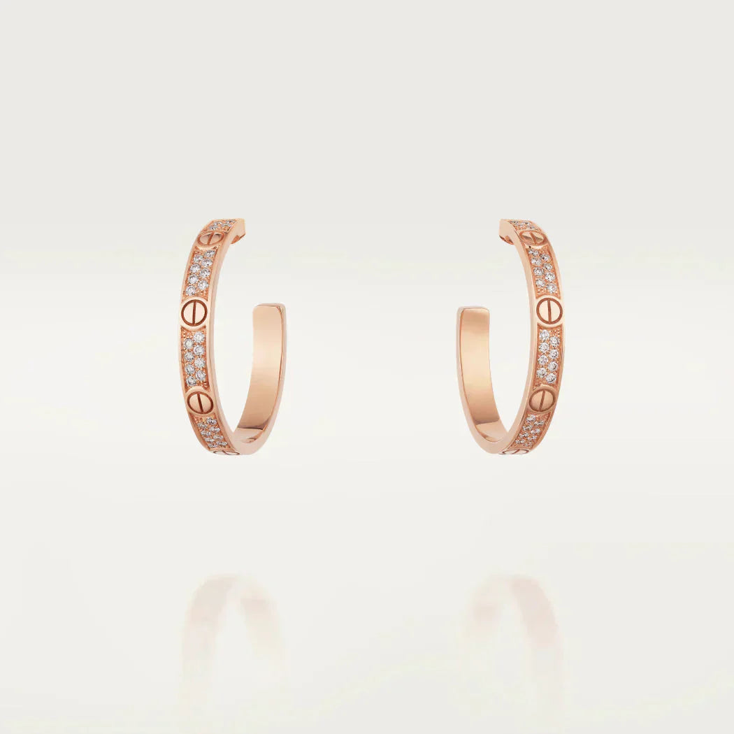[Triumph Jewelry]LOVE DIAMOND PINK GOLD HOOP EARRINGS