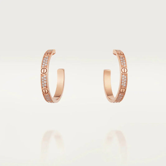 [Triumph Jewelry]LOVE DIAMOND PINK GOLD HOOP EARRINGS