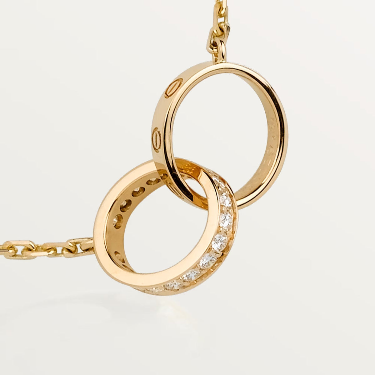 [Triumph Jewelry]LOVE DOUBLE RING HALF DIAMOND NECKLACE
