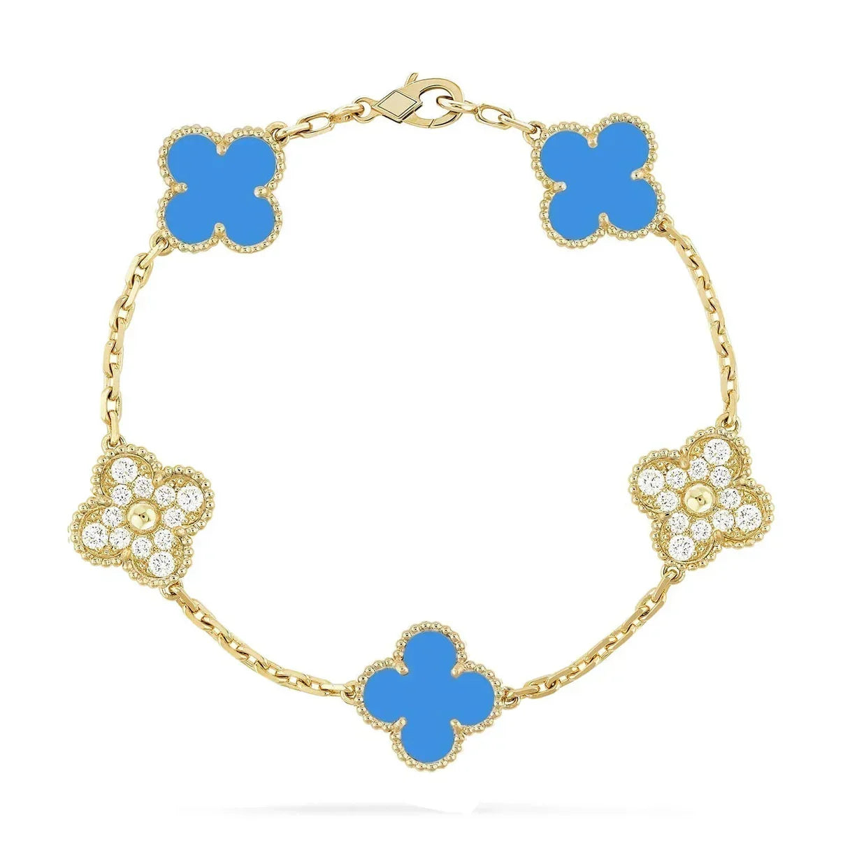 [Triumph Jewelry] CLOVER 5 MOTIF BLUE AGATE BRACELET COLLECTION