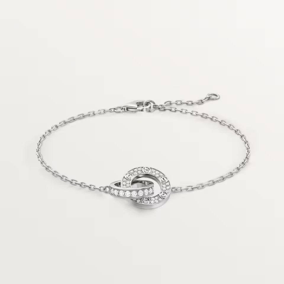 [Triumph Jewelry]LOVE DOUBLE RING FULL DIAMOND BRACELET