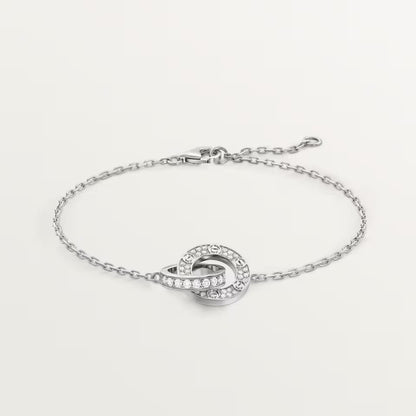 [Triumph Jewelry]LOVE DOUBLE RING FULL DIAMOND BRACELET