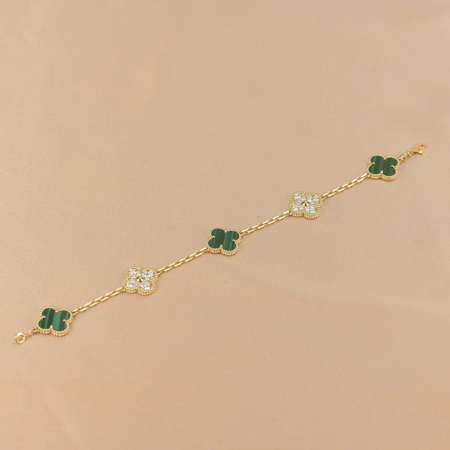 [Triumph Jewelry] CLOVER 5 MOTIF MALACHITE BRACELET COLLECTION