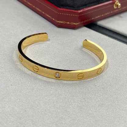 [Triumph Jewelry]LOVE BRACELET 6.1MM 1 DIAMOND OPEN CUFF