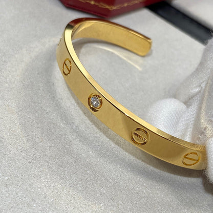 [Triumph Jewelry]LOVE BRACELET 6.1MM 1 DIAMOND OPEN CUFF