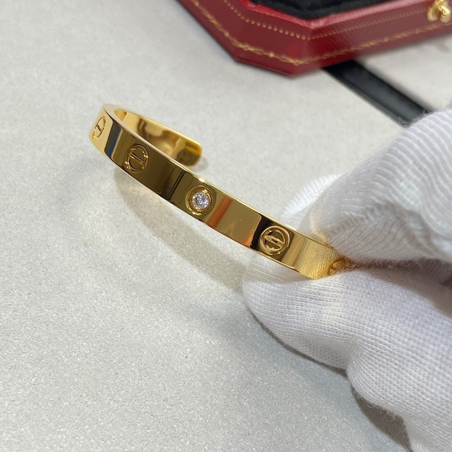 [Triumph Jewelry]LOVE BRACELET 6.1MM 1 DIAMOND OPEN CUFF