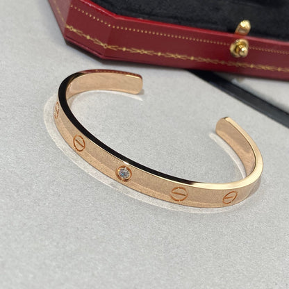 [Triumph Jewelry]LOVE BRACELET 6.1MM 1 DIAMOND OPEN CUFF