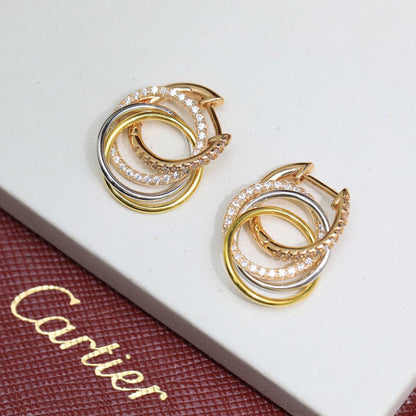 [Triumph Jewelry]TRINITY HALF DIAMOND  EARRINGS
