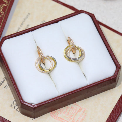 [Triumph Jewelry]TRINITY HALF DIAMOND  EARRINGS