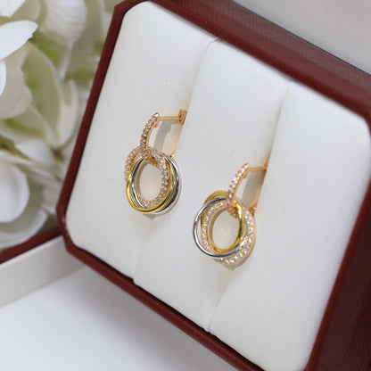 [Triumph Jewelry]TRINITY HALF DIAMOND  EARRINGS