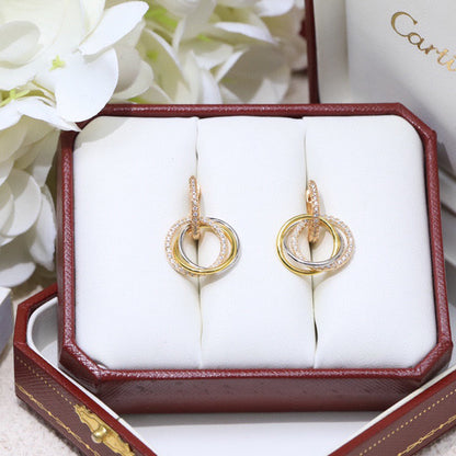 [Triumph Jewelry]TRINITY HALF DIAMOND  EARRINGS