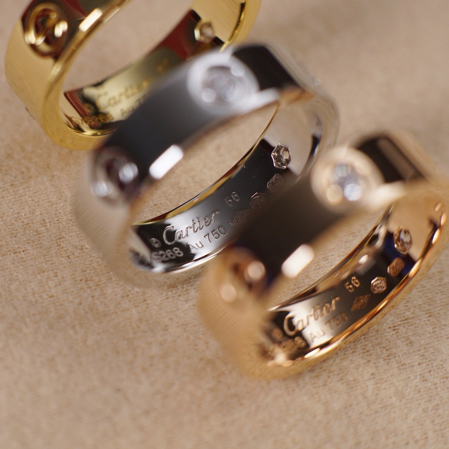 [Triumph Jewelry]LOVE 5.5MM 3 DIAMOND RING