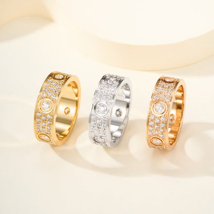 [Triumph Jewelry]LOVE 5.5MM FULL-PAVE 6-DIAMOND RING