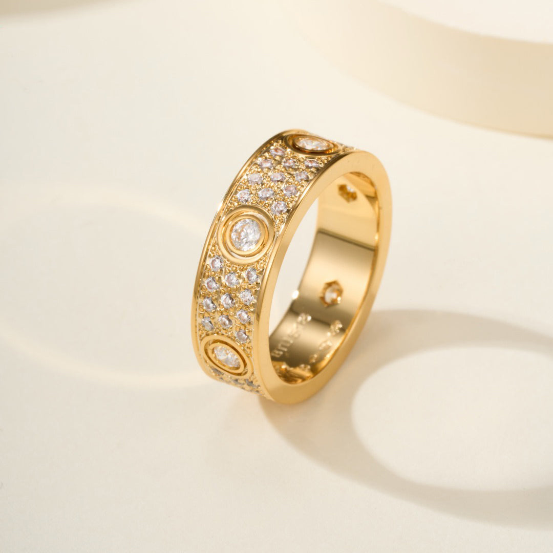 [Triumph Jewelry]LOVE 5.5MM FULL-PAVE 6-DIAMOND RING