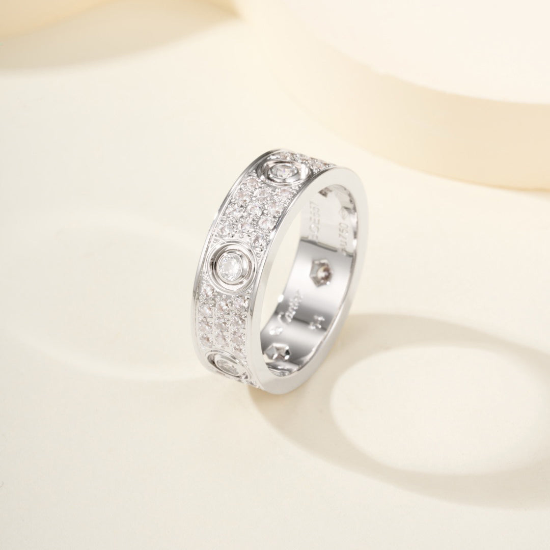 [Triumph Jewelry]LOVE 5.5MM FULL-PAVE 6-DIAMOND RING